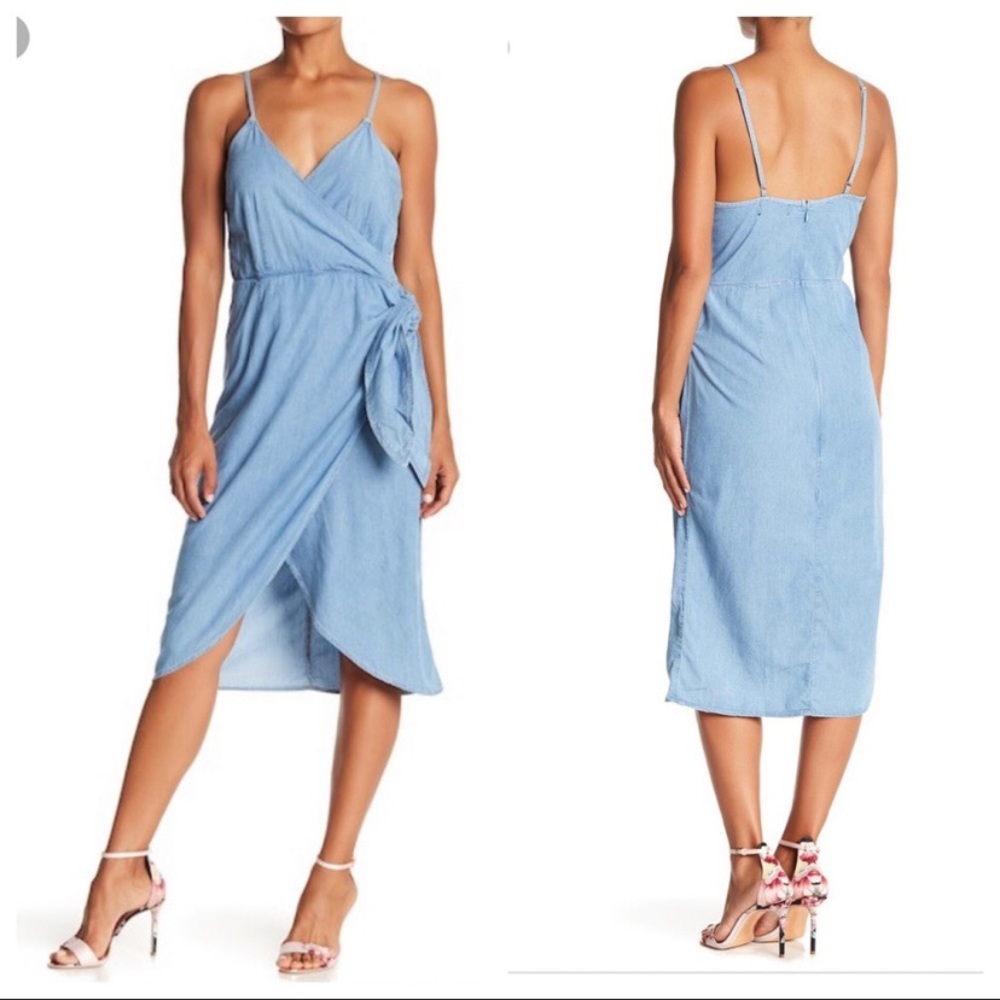 Chambray Wrap Midi Dress Sz 4 ABS Allen Schwartz